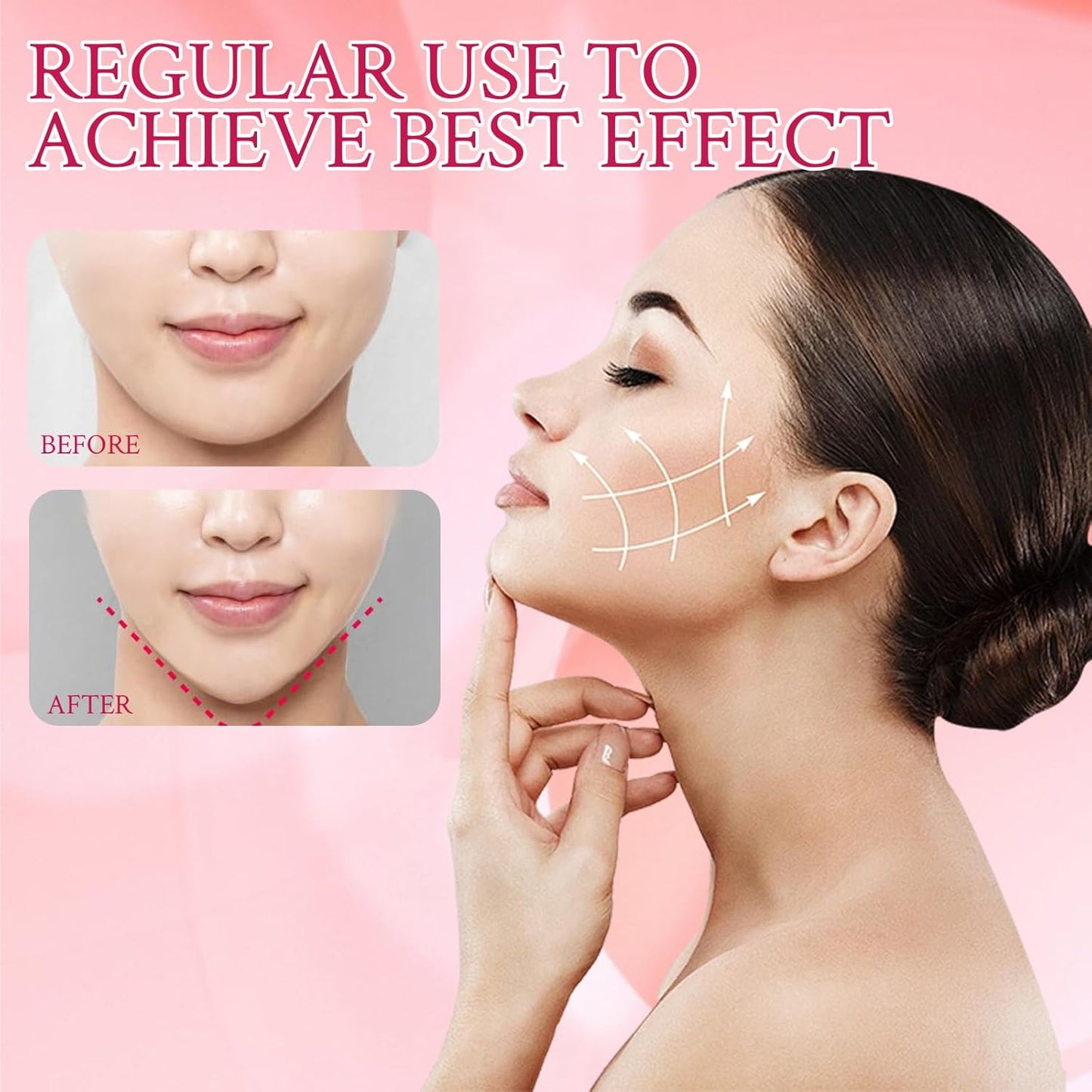 V Line Lifting Mask,Chin Strap for Sleeping,Reusable Face Lift Strap,Chin Strap for Double Chin for Women Suitable for Women with Double Chin(Pink)