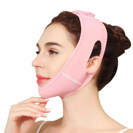 V Line Lifting Mask,Chin Strap for Sleeping,Reusable Face Lift Strap,Chin Strap for Double Chin for Women Suitable for Women with Double Chin(Pink)